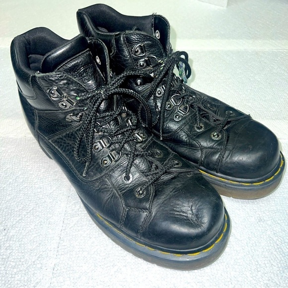 Dr Martens 10962 Men's Size 12 Black Leather Motorcycle 8 Eyelet Combat Boots - Picture 1 of 11
